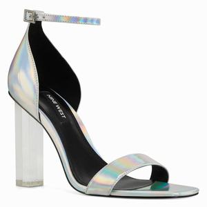 Nine West Zariah Ankle Strap Heeled Sandals - Silver - Ireland (BI3062985)